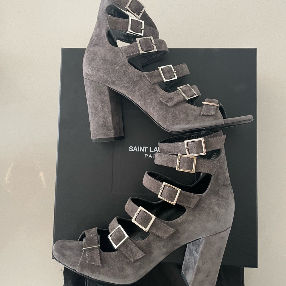 Saint Laurent Suede Gladiator Sandals - Picture 7 of 10